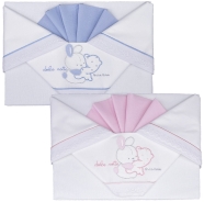 EMBROIDERED CRADLE SHEET+ FITTED+PILLOW CASE 100% COTTON 110x80-100x50-37x28 cm