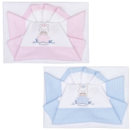 CRADLE SHEET+PILLOW CASE+ FITTED EMBROIDERED 100% COTTON 110x80 - 100x50 - 37x28 cm