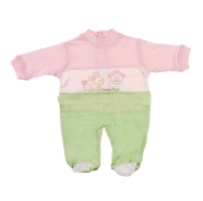 EMBROIDERED BABY ROMPER SUMMER JERSEY 100% COTTON UNDER AND BACK OPEN BY BOTTONS