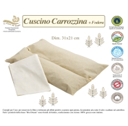 CUSCINO CARROZZINA+FEDERA BIO COTONE 100% NATURALE MISURA 31x21 cm