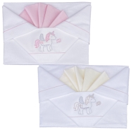 D23 LENZUOLO CULLA RICAMATO 110x80 +SOTTO da 35/43 a 70/82 + FEDERA 37x28 cm 100% COTONE