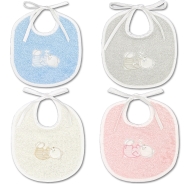 BAVAGLIO BABY MISURA PICCOLA RICAMATO SPUGNA 100% COTONE MISURA 18x20 cm