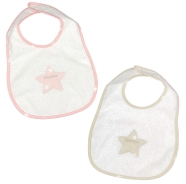 BAVAGLIO BABY MISURA MEDIA RICAMATO SPUGNA 100% COTONE MISURA 20x25 cm - CON STRAP