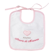 BAVAGLIO BABY MISURA MEDIA RICAMATO SPUGNA 100% COTONE MISURA 20x25 cm AMORE DI MAMMA
