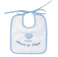 BAVAGLIO BABY MISURA MEDIA RICAMATO SPUGNA 100% COTONE MISURA 20x25 cm AMORE DI PAPA\'