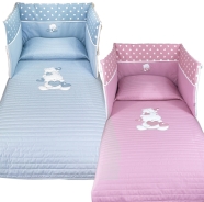 D70 TRAPUNTINO LETTO ESTIVO RICAMATO + PARACOLPI h45 CM MISURE: 110x140 - 180x45 cm