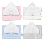 D04 ACCAPPATOIO MANICHE RICAMATO SPUGNA 100% COTONE 3/4 ANNI - TAGLIA \