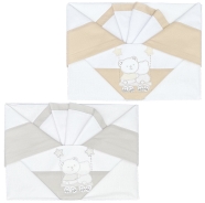 LENZUOLO CULLA RICAMATO 110x80 + SOTTO MAXI da 45/60 a 90/105 + FEDERA 37x28 cm-100% FLANELL