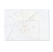 LENZUOLO CULLA RICAMO SPECIAL + SOTTO MAXI da 45/60 a 90/105 + FEDERA 37x28 cm-100% COTONE
