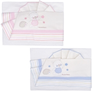 D92 LENZUOLO CULLA RICAMATO 110x80 +SOTTO da 35/43 a 70/82 + FEDERA 37x28 cm 100% COTONE