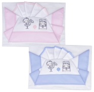 CRADLE SHEET+PILLOW CASE+ FITTED EMBROIDERED 100% COTTON 110x80 - 96x50 - 37x28 cm