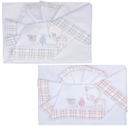 EMBROIDERED CRADLE SHEET+ FITTED+PILLOW CASE 100% COTTON 110x80 - 96x50 - 37x28 cm