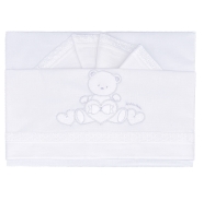 R31 LENZUOLO CULLA RICAMATO 110x80 +SOTTO da 35/43 a 70/82 +FEDERA 37x28 cm 100% COTONE