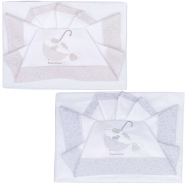 LENZUOLO CULLA RICAMATO 110x80 + SOTTO MAXI da 45/60 a 90/105 + FEDERA 37x28 cm-100% COTONE