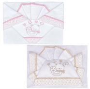 D81 LENZUOLO CULLA RICAMATO 110x80 +SOTTO da 35/43 a 70/82 + FEDERA 37x28 cm 100% COTONE