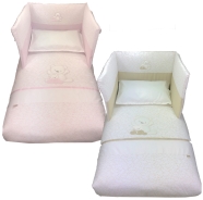 D21 SACO EDREDON CUNA BORDADO +SACO DE ALMOHADA 100% ALGODO 140x110 - 57x38 cm