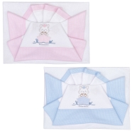LENZUOLO CULLA RICAMATO 110x80 + SOTTO MAXI da 45/60 a 90/105 + FEDERA 37x28 cm-100% COTONE