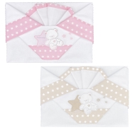 LENZUOLO CULLA RICAMATO 110x80 + SOTTO MAXI da 45/60 a 90/105 + FEDERA 37x28 cm-100% COTONE
