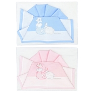 EMBROIDERED CRADLE SHEET+ FITTED+PILLOW CASE 100% COTTON 110x80-120x75-37x28 cm