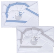 EMBROIDERED CRADLE SHEET+ FITTED+PILLOW CASE 100% COTTON 110x80 - 100x50 - 37x28 cm