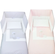 D05 PIUMOTTO LETTO ESTRAIBILE RICAMATO+PARACOLPI H45 cm + FEDERA 140x110-180x45-57x38 cm