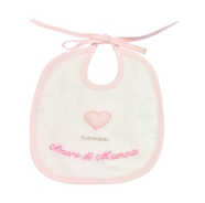 BAVAGLIO BABY MISURA PICCOLA RICAMATO SPUGNA 100% COTONE MISURA 18x20cm AMORE DI MAMMA