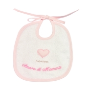 BAVAGLIO BABY MISURA PICCOLA RICAMATO SPUGNA 100% COTONE MISURA 18x20cm AMORE DI MAMMA