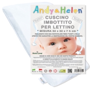 CUSCINO LETTINO IMBOTTITO ANTIBATTERICO ANALLERGICO IGNIFUGO - MISURE 45x34x7h cm