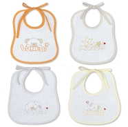 BAVAGLIO BABY MEDIA MISURA RICAMATI SPUGNA 100% COTONE 7 BAVAGLI SETTIMANA - 20x25 cm