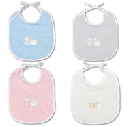 D05 BAVAGLIO BABY MISURA MEDIA RICAMATO SPUGNA 100% COTONE MISURA 20x25 cm