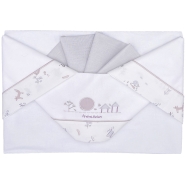 LENZUOLO CULLA RICAMATO 110x80 + SOTTO MAXI da 45/60 a 90/105 + FEDERA 37x28 cm-100% COTONE