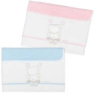 D04 TELO FASCIATOIO RICAMATO +SALVIETTA-SPUGNA 100% COTONE MISURA 75x48-37,5x30 cm