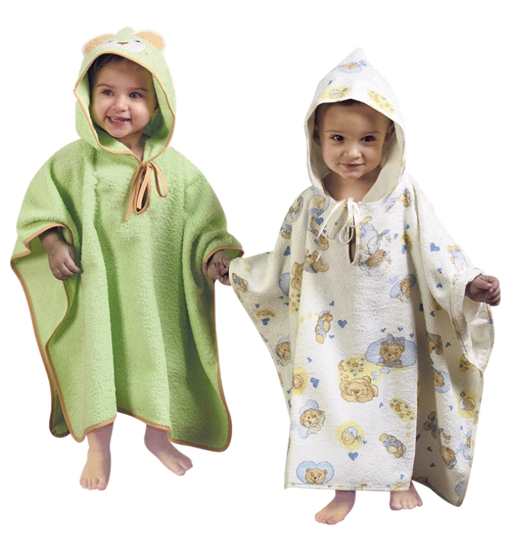 Accappatoio poncho ricamato Spugna 100% cotone salvariccio -- Prodotti  Neonato Online