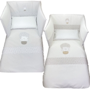 SACO EDREDON CUNA BORDADO +SACO DE ALMOHADA 100% ALGODO 140x110 - 57x38 cm