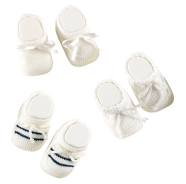 WINTER BABY SHOES NEUTRAL - MIXED WOOL 0/3 MONTHS - one size fits all