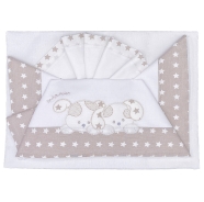 EMBROIDERED CRADLE SHEET+ FITTED+PILLOW CASE 100% COTTON 110x80-100x50-37x28 cm