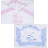 D15 EMBROIDERED CRADLE SHEET+ FITTED+PILLOW CASE 100% COTTON 110x80-100x50-37x28 cm
