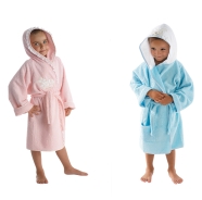 BATHROBE SLEEVES EMBROIDERED TERRY 100% COTTON SIZE \