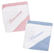 HOODED TOWEL BATHROBE WITH NAME - TERRY 100% COTTON 75x75 cm EMBROIDERED