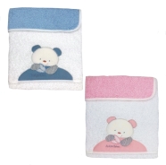 D14 TELO FASCIATOIO RICAMATO +SALVIETTA -SPUGNA 100% COTONE MISURA 75x48-37,5x30 cm