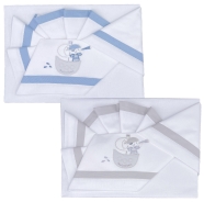 EMBROIDERED CRADLE SHEET+ FITTED+PILLOW CASE 100% COTTON 110x80 - 96x50 - 37x28 cm