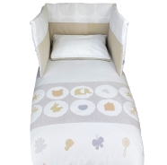 REMOVABLE BED QUILT BUMPER H45+PILLOW CASE PRINTED 140x110 -180x45 -40x60 cm