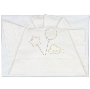 EMBROIDERED CRADLE SHEET+ FITTED+PILLOW CASE 100% COTTON 110x80 - 96x50 - 37x28 cm