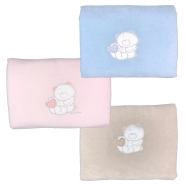 D14 COPERTA CULLA RICAMATA IMBOTTITA FALDA 80 gr CINIGLIA 100% COTONE - MISURA 70x80 cm