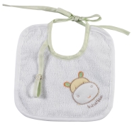BAVAGLIO BABY MISURA PICCOLA RICAMATO SPUGNA 100% COTONE MISURA 18x20 cm PORTA CIUCCIO