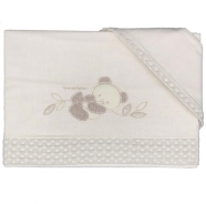 D03 CRADLE SHEET+FITTED+PILLOW CASE 100% COTTON EMBROIDERED 110x80-100x50-37x28 cm