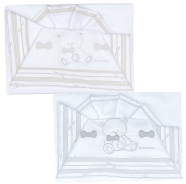 EMBROIDERED CRADLE SHEET+ FITTED+PILLOW CASE 100% COTTON 110x80-120x80-37x28 cm