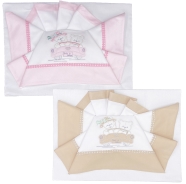 D52 EMBROIDERED CRADLE SHEET+ FITTED+PILLOW CASE 100% COTTON 110x80-100x50-37x28 cm