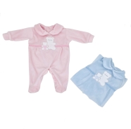 R40 EMBROIDERED BABY ROMPER IN CHENILLE 100% COTTON UNDER AND BACK OPEN BY BUTTONS